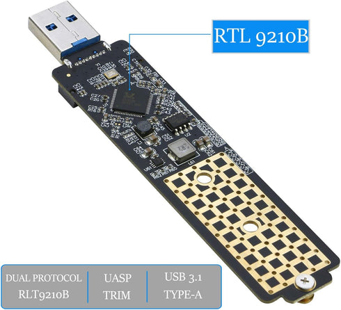 RIITOP M.2 to USB Adapter, NVMe to USB 3.1 Reader Card for NVMe (PCI-e) M Key & (B+M Key SATA) NGFF SSD