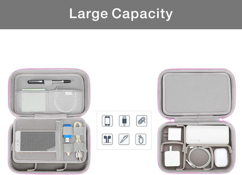 MOSISO Electronic Organizer Travel Case Compatible with MacBook Power Adapter, Compatible with Magic Mouse & Pencil, SD Card, USB Flash Disk with 4 Modular Insert & 2 Cable Tie & Snap Hook, Pink by MOSISO