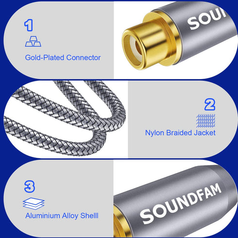 RCA Extension Cable Digital Coaxial Audio Cable Gold-Plated RCA Cables Male to Female Subwoofer Cable for Home Theater