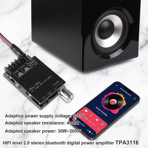 ZK-502C Bluetooth 5.0 Amplifier Board, 100w Dual Channel Audio Amp Board, Password Free Connect for Home Passive