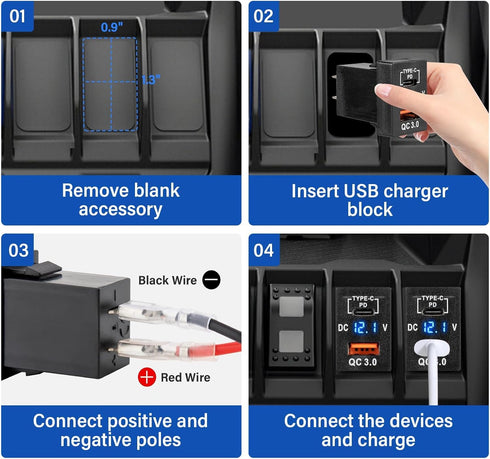 Anina Car Charger Socket, Dual PD USB Ports Power Adapter QC3.0 for 2008-2024 Toyota Tacoma 4Runner