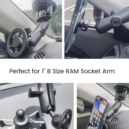 Magnetic Cell Phone Holder Base with 1" Ball for MagSafe iPhone 12-16 Series, Compatible with RAM Mounts