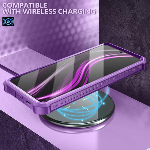 Dexnor Samsung Galaxy S21 Ultra Case - Built-in Screen Protector and Kickstand, Heavy Duty Protection, Purple