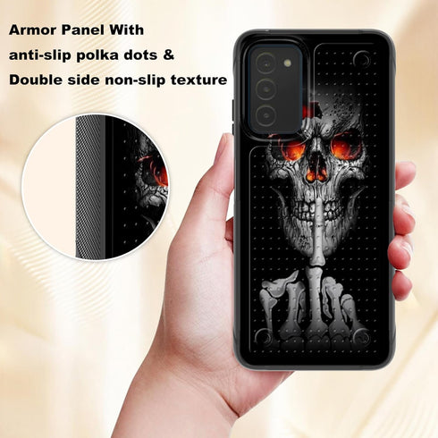 Samsung Galaxy A03s Phone Case with Screen Protector, Skull Finger, Heavy Duty Rugged Non-slip Shockproof Cover