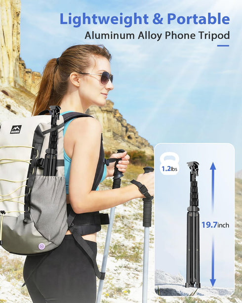 EMART 62 Cell Phone Tripod Stand, Adjustable Floor Cellphone Tri Pod Holder with Remote for iPhone and Android