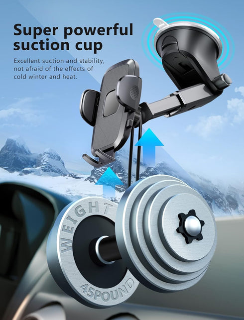 Ultra-Stable Cell Phone Holder for Car, Universal Hands-Free Mount for Dashboard Windshield Air Vent, Compatible with
