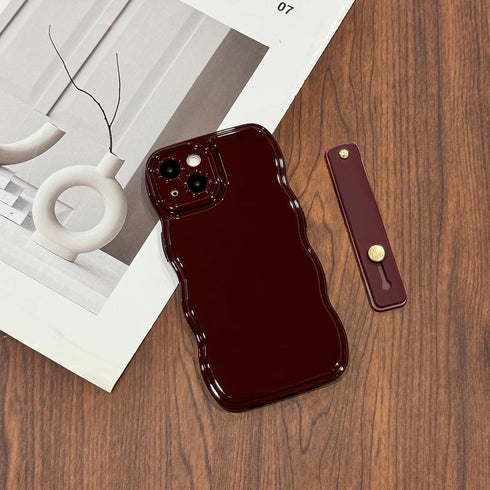 NITITOP 14 Compatible with iPhone Plus Case Cute Simple Wave Design Stylish Wavy Curly Frame with Wrist Adjustable Hand