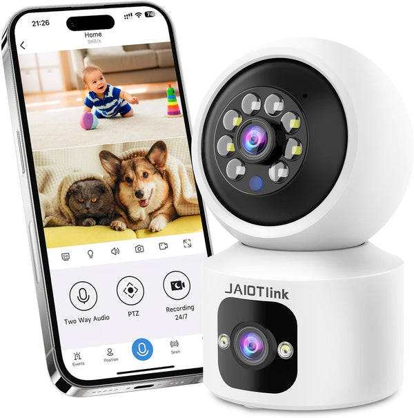 JAIOTlink Indoor Pet Security Camera for Dog Cat, 360 Pan Tilt Baby Monitor,