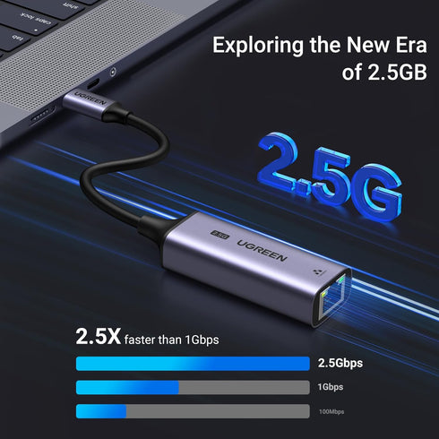 UGREEN USB C to Ethernet Adapter 2.5G, Aluminum Type C (Thunderbolt 4/3) to RJ45 Network Adapter for Laptop