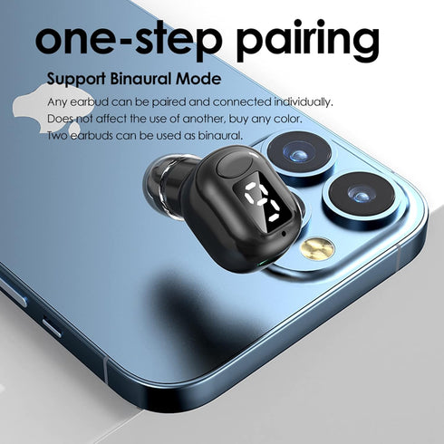 Invisible Bluetooth Earbuds Smallest Single Tiny Hidden Headphones for Work Sleep Ear Buds Mini Spy Microphone Wireless Hidden Secret Micro Wireless Earbuds for Small Ears Discreet Earpiece - Black