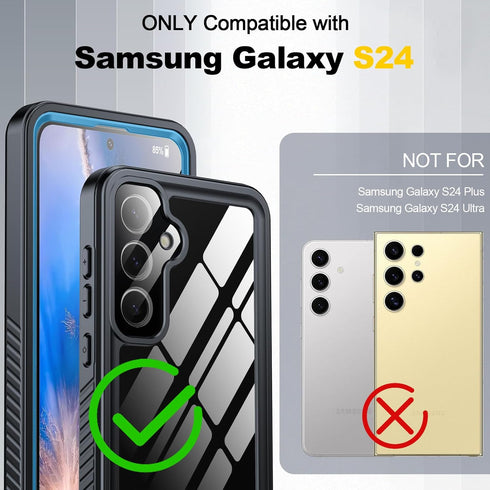 Samsung Galaxy S24 Case, IP68 Waterproof with Built-in Screen/Camera Protector, Military Shockproof Full Body Case