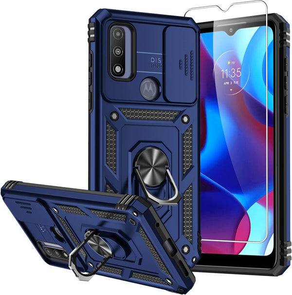 SMKY Moto G Pure Phone Case, Military Grade 16ft Drop Tested with Screen Protectors, Camera Cover, Magnetic Kickstand,