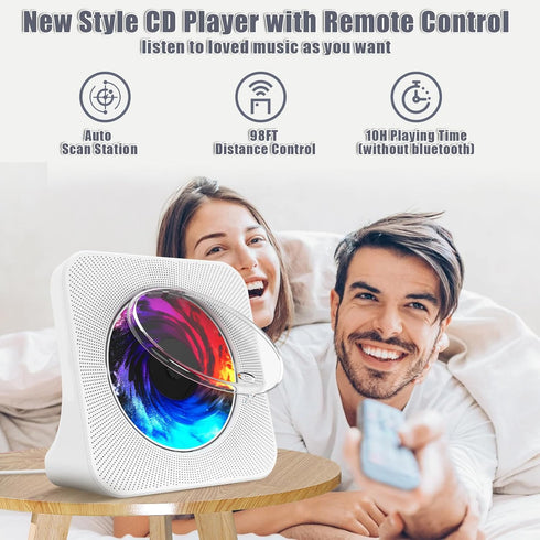 Fohil CD Player with Bluetooth 5.0, Portable Desktop Music Player for Home, Built-in Double HiFi Sound Speakers, FM