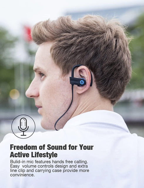 Otium Bluetooth Headphones, Wireless Sports Earbuds, Waterproof IPX7 with Mic, HD Stereo in-Ear Earphones, Fast