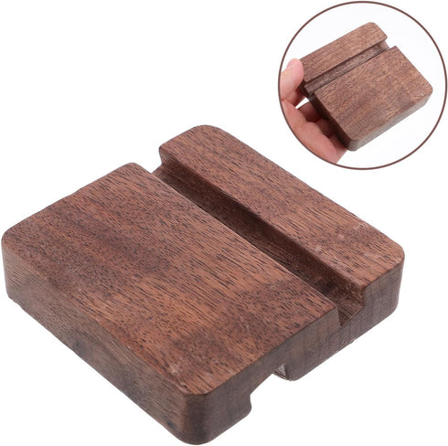Gadpiparty 8x8x2cm Wooden Phone Stand Dual Slot Universal Mobile Phone Holder Walnut for Office and Home Use