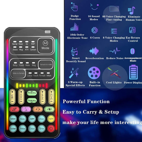 Ejoyous 8 3.5mm Portable Voice Changer, ABS Handheld Portable Multifunctional Sound Disguiser with Sound Effects