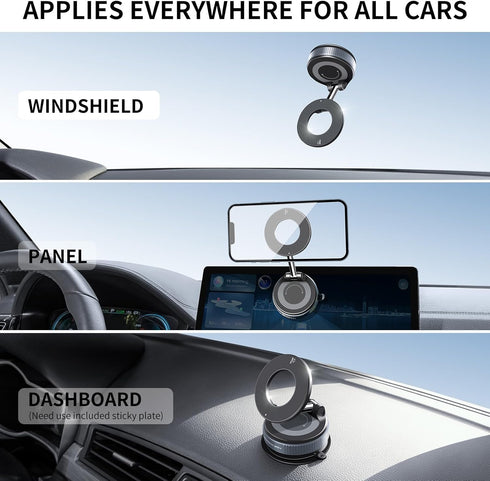 ILKCC 2025 360 Vacuum Suction Magnetic Phone Holder, Upgraded Vacuum Suction Cup Mount for Magsafe, Adjustable Foldable