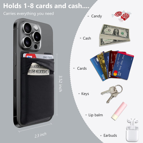 Phone Card Holder Stretchy Wallet Pocket Pouch Sleeve Adhesive Sticker Compatible with iPhone Samsung Galaxy - 3Pack
