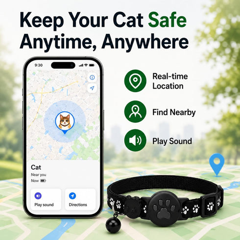 JNLIK Pet Tracker,GPS Collar for Cats (Android Only) Smart tag,Waterproof Compatible with Google Find My,No Monthly