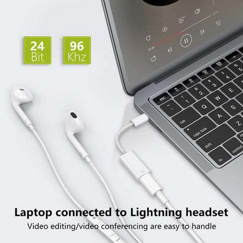 USB C to Lightning Audio Adapter, Type C Male to Lightning Female Converter for iPhone 15/15Pro