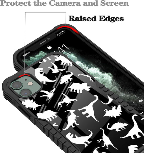 LANJINDENG Cute Dinosaur Pattern Phone Case for iPhone 11, Shockproof Corners, Anti-Scratch, Military Grade