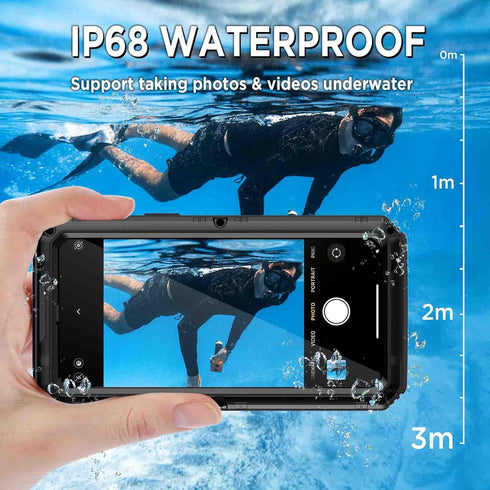 Beasyjoy iPhone 14 Case Waterproof, Heavy Duty Metal Full Body Protective Case with Built-in Screen Protector, Military