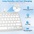 Ultra-Slim Bluetooth Keyboard, Wireless Rechargeable Ergonomic Keyboard for iPad, iOS, Android, Windows PC, White Silver