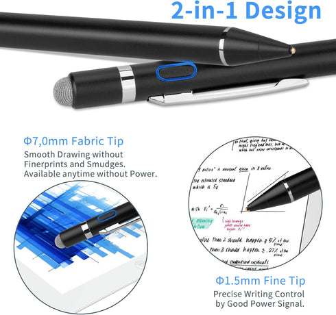 Active Stylus Digital Pen with Ultra Fine Tip, Compatible with iPad, iPhone, Samsung Tablets, Stylus Pen for iPad Pro,