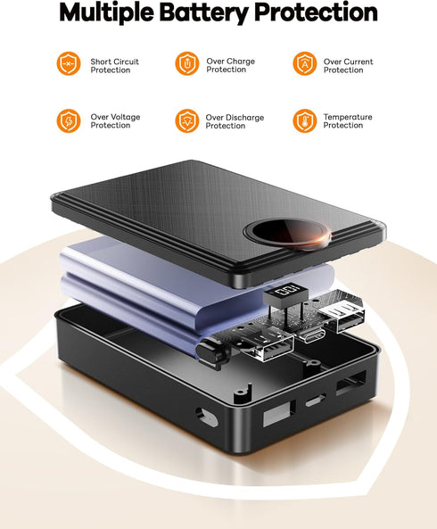Muvenes Pack, 12000mAh 5V/2A 7.4V Heated Vest Battery Portable Power Charger Power Bank with LED Display, Compatible