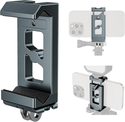 CAMOLO GEEK Metal Phone Tripod Mount Arca Port & Action Camera Adapter, Adjustable Smartphone