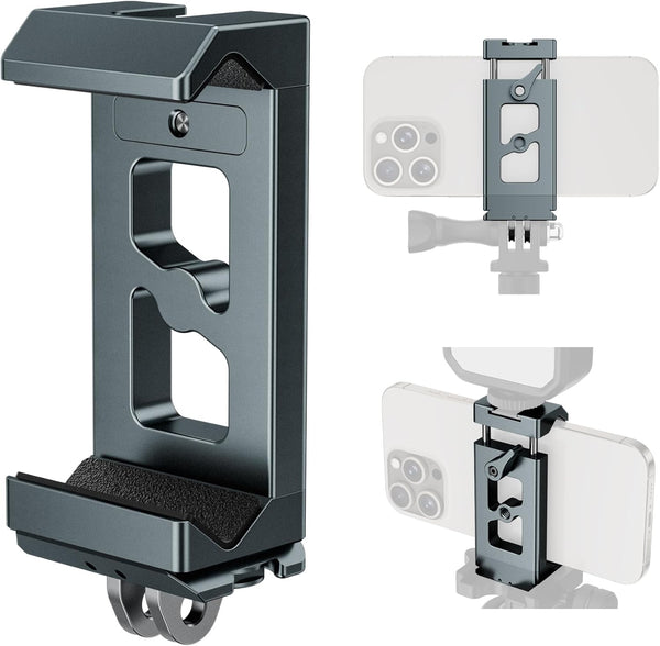 CAMOLO GEEK Metal Phone Tripod Mount Arca Port & Action Camera Adapter, Adjustable Smartphone