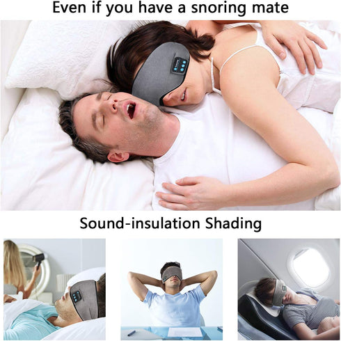 SKEYEOL Wireless Sleep Mask: Adjustable, Washable Headphones with Built-in Speakers & Microphone for Travel & Sleep -