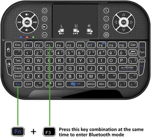 Mini Bluetooth Keyboard with Touchpad, Portable 2.4GHz RF Multi Touch Rechargeable Handheld Controller for PC, Tablet,