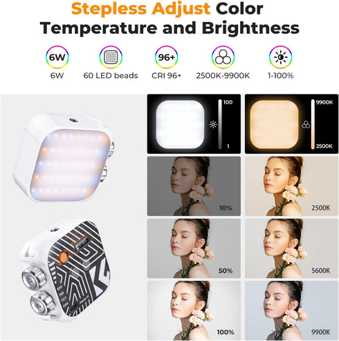 K&F Concept RGB Video Light, 360° Full Color Portable Photography Light with 21 Effects, 2500K-9900K
