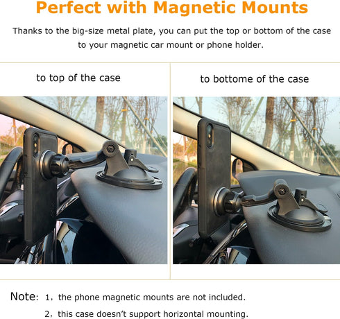 molzar GripBig Series Case for iPhone Xs and iPhone X, Built-in Metal Plate for Magnetic Mount, Black/Black
