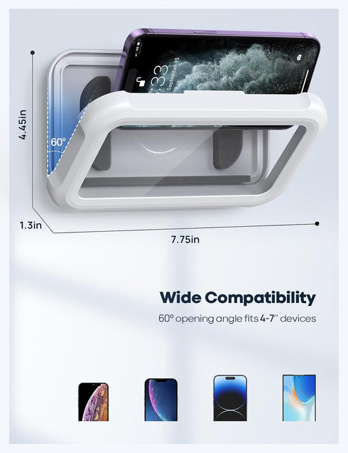 Lamicall Shower Phone Holder Waterproof - 480° Rotatable Adjustable Case Holder, Bathroom Wall Mount Stand for 4-7"