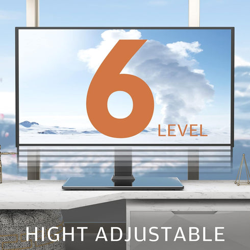 Universal TV Stand, Table Top Stand for 27-60 inch LCD LED TVs, 6 Level Height Adjustable with Tempered Glass Base