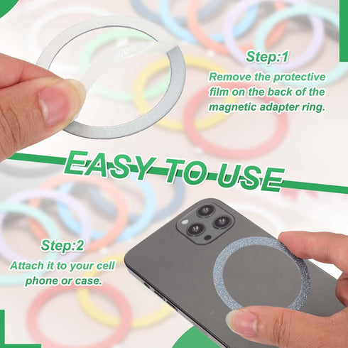 PATIKIL 4 Universal Plastic Magnetic Adapter Ring, Pcs Ultra-Thin Sticker Ring Adhesive Nickel-Iron Alloy for Phone