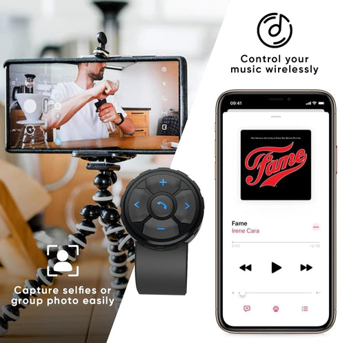 Bluetooth Helmet Earphone Remote, Controls Music, Voice Assistants, Calls, Long Battery Life, Waterproof