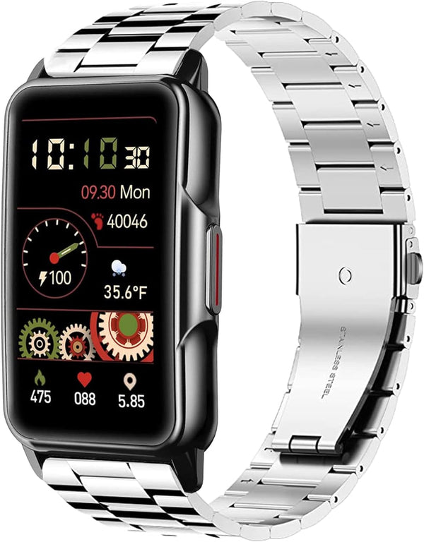 Mindrose Compatible Smart Watch Bands, 18mm Stainless Steel Metal Replacement Strap for H80 & Y70 Watches
