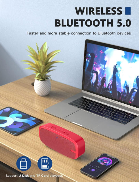 LENRUE Bluetooth Speaker, Wireless Portable Speaker with Loud Stereo Sound, Rich Bass, 12-Hour Playtime - Perfect for