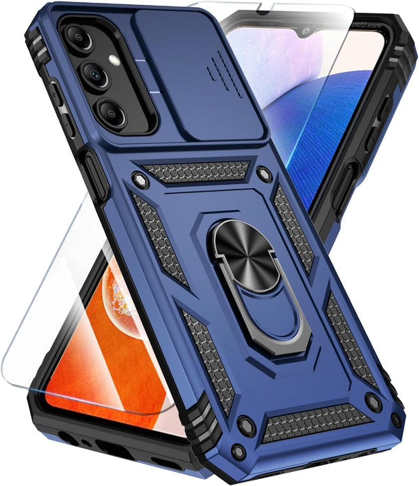 SunStory Samsung Galaxy A15 5G Case with HD Screen Protector, Kickstand & Slide Camera Cover (New Blue)