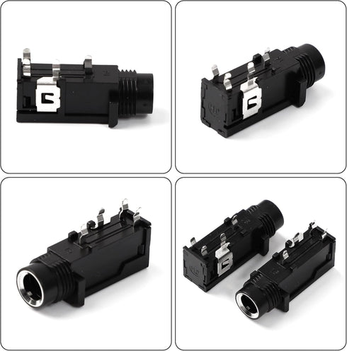 uxcell 10 Pcs 6.35mm 1/4 Inch Stereo Socket 4 Pins PCB Panel Mount Connectors for DIY Replacement