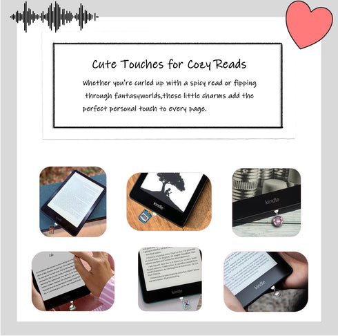CuddleJunk Dust Plug Charms for Kindle, Book Lover Theme Kindle E-Reader Accessories Charm,Cute Type C/USB C Dust