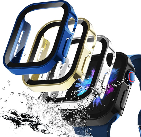 Wingle Waterproof Case for Apple Watch 44mm Series SE 4 5 6, Compatible Full Protective Hard PC Cover with Built-in