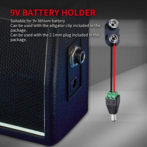 DAIERTEK 10pcs 9V Battery Connector Snap Clip I Type with Alligator Clips and DC Male Power Plug