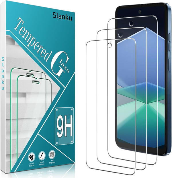 Slanku 3 Pack Tempered Glass Screen Protector for Moto G Play 2024, Touch Sensitivity, Scratch Resistant, Bubble Free