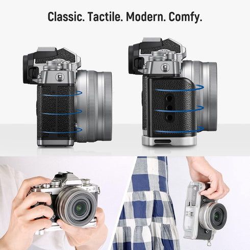 NEEWER Camera Grip for Nikon Z fc, Aluminum Alloy L Shaped Handgrip with Retro Leather Handle, Compatible with