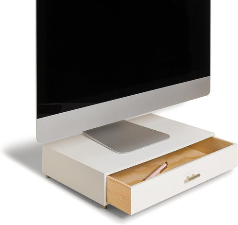 U Brands Juliet Monitor Stand, Office Organization Supplies, White and Gold, 1 Count