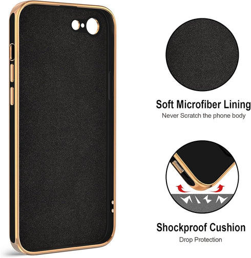 Hython Black Case for iPhone SE 2022/2020, iPhone 7/8, with Rose Gold Ring Holder, Shockproof TPU Bumper & Camera